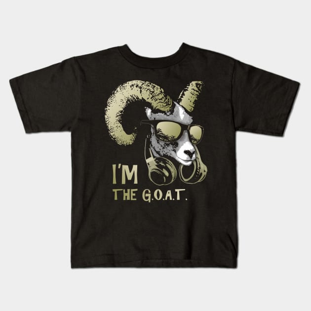 I'm The Goat Bling Cool and Funny Music Animal with Headphones and Sunglasses Kids T-Shirt by Nerd_art